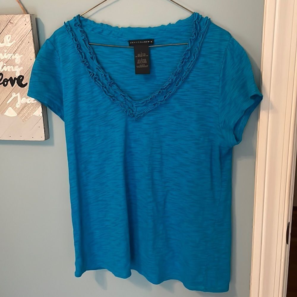 Grace Elements Large Teal SS Top